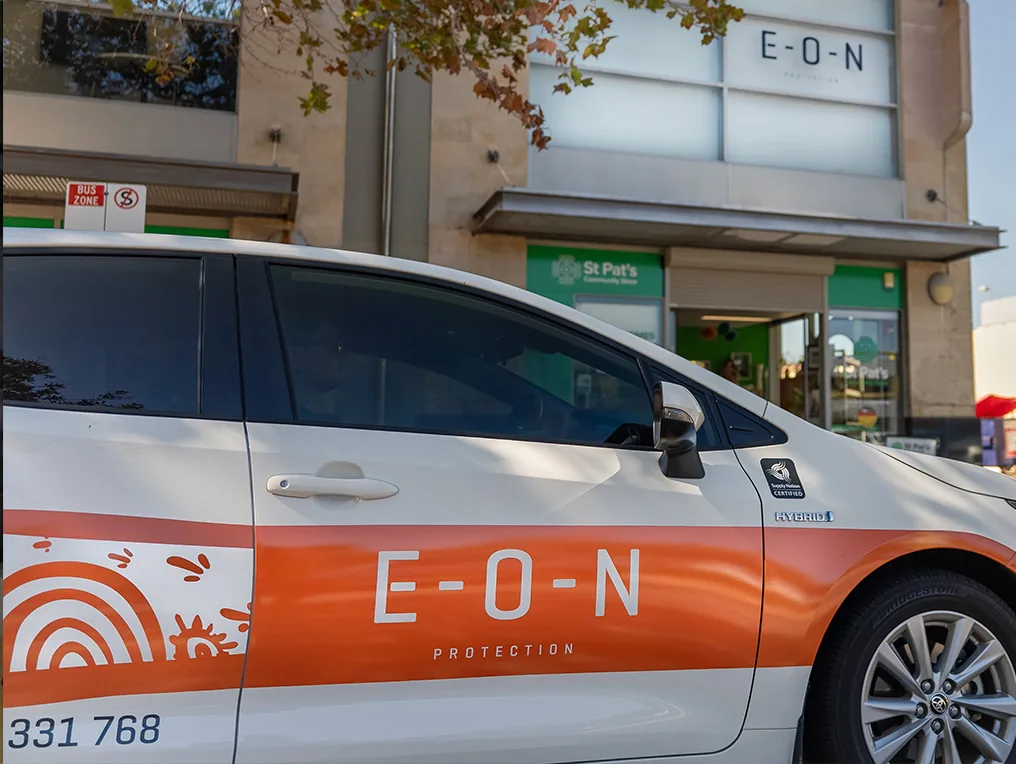 EON Protection patrol vehicle outside an EON Protection office