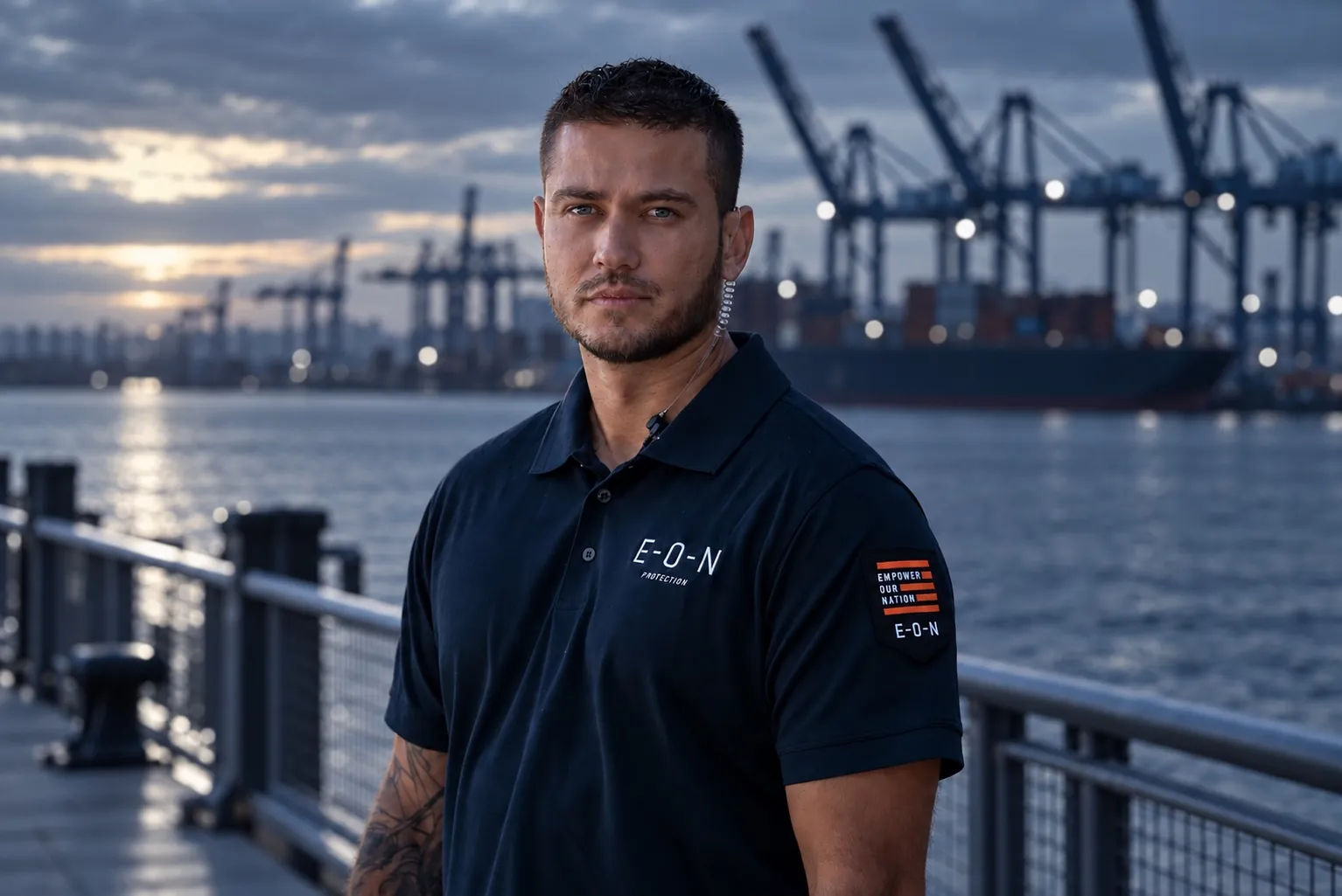 EON Protection officer delivering protection and capability services on a maritime site